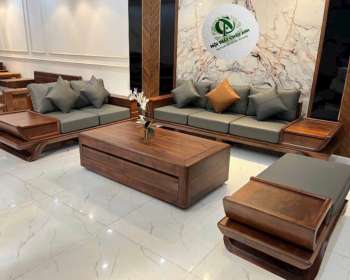 SOFA 2 VĂNG CHÂN THUYỀN CHOÃI GỖ SỒI NGA-HT005